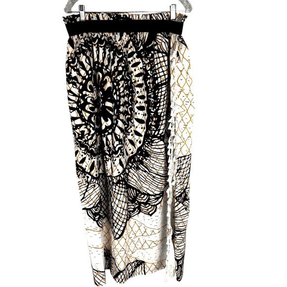The Unbranded Brand Dresses & Skirts - Boho Beach Maxi Skirt M Black White‎ Tassel Trim Paperbag Waist Resort